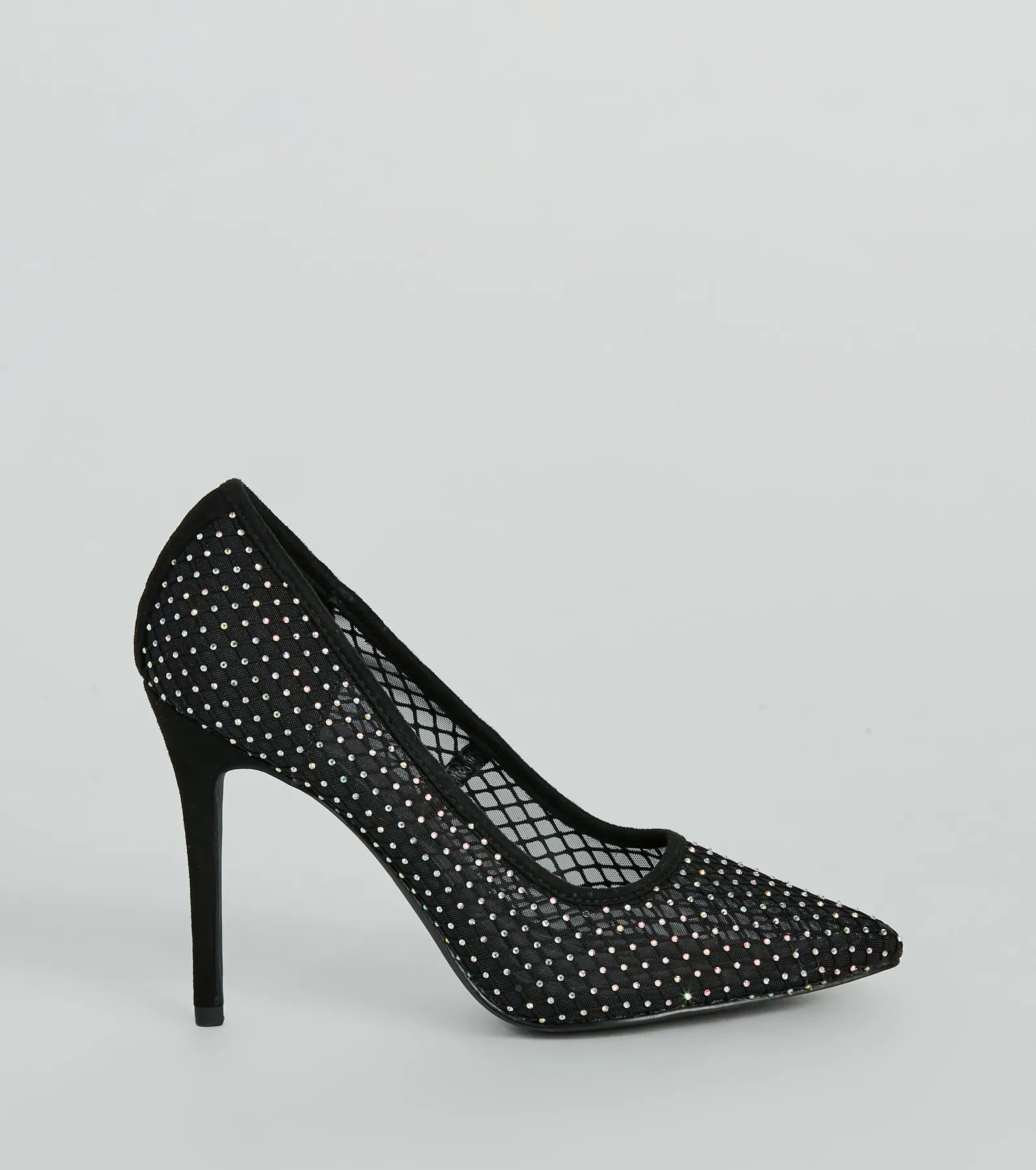 What A Catch Rhinestone Fishnet Stiletto Pumps - Image 2