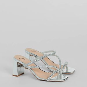 Season To Shine Metallic Rhinestone Mules