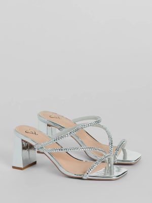 Season To Shine Metallic Rhinestone Mules