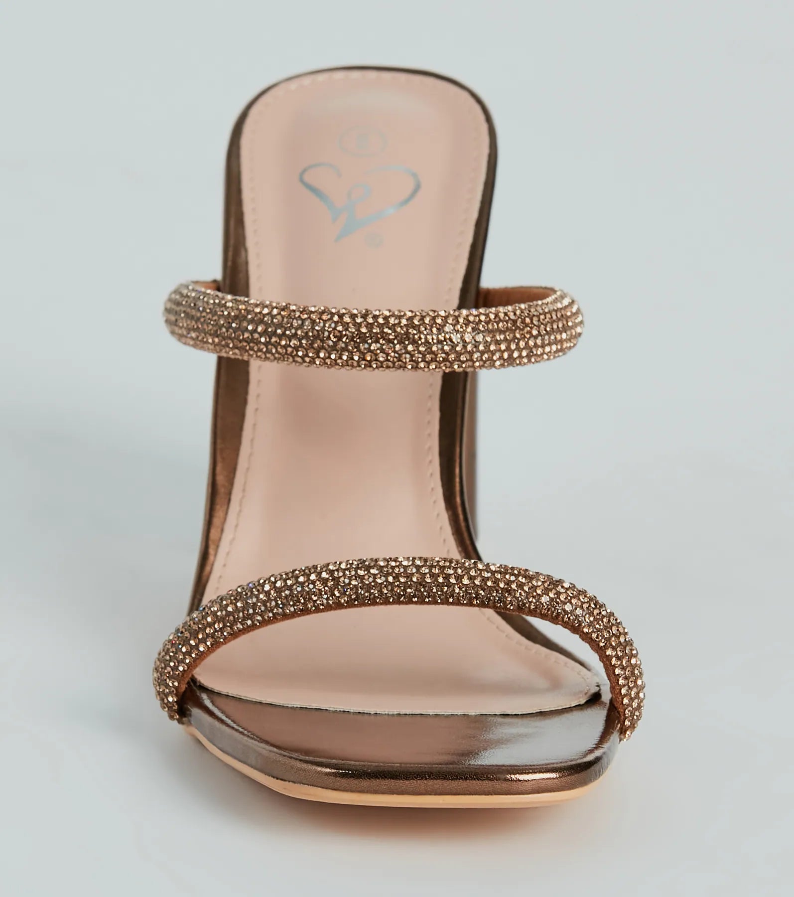 Fine Dime Rhinestone Strap Block Heel Mules - Image 3