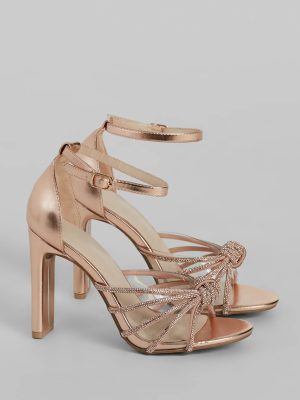 Glitzy Mood Rhinestone Strappy Metallic Heels
