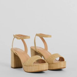 Boho Chic Straw Platform Block Heels