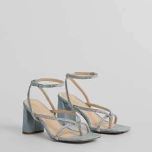 Radiant Rhinestone Strappy Block Heels