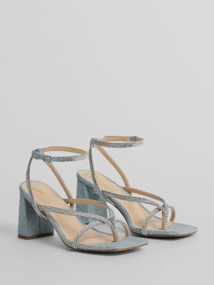 Radiant Rhinestone Strappy Block Heels