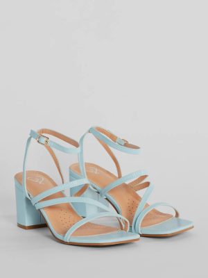 Style Icon Strappy Faux Leather Short Block Heels