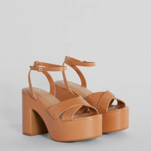 Perfect Style Faux Leather Platform Block Heels