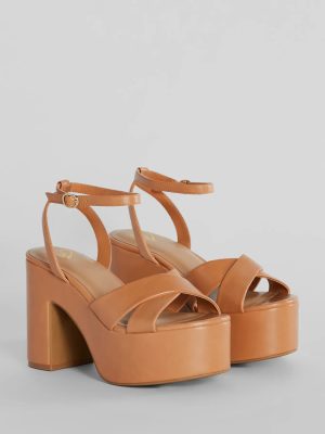 Perfect Style Faux Leather Platform Block Heels