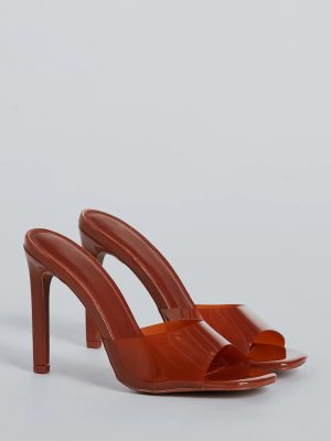 Staying Cute PVC Patent Stiletto Mules
