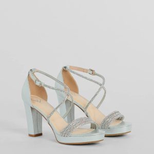 Gloss Up Glitter Rhinestone Platform Block Heels