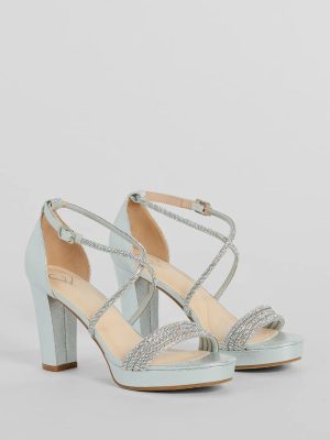 Gloss Up Glitter Rhinestone Platform Block Heels