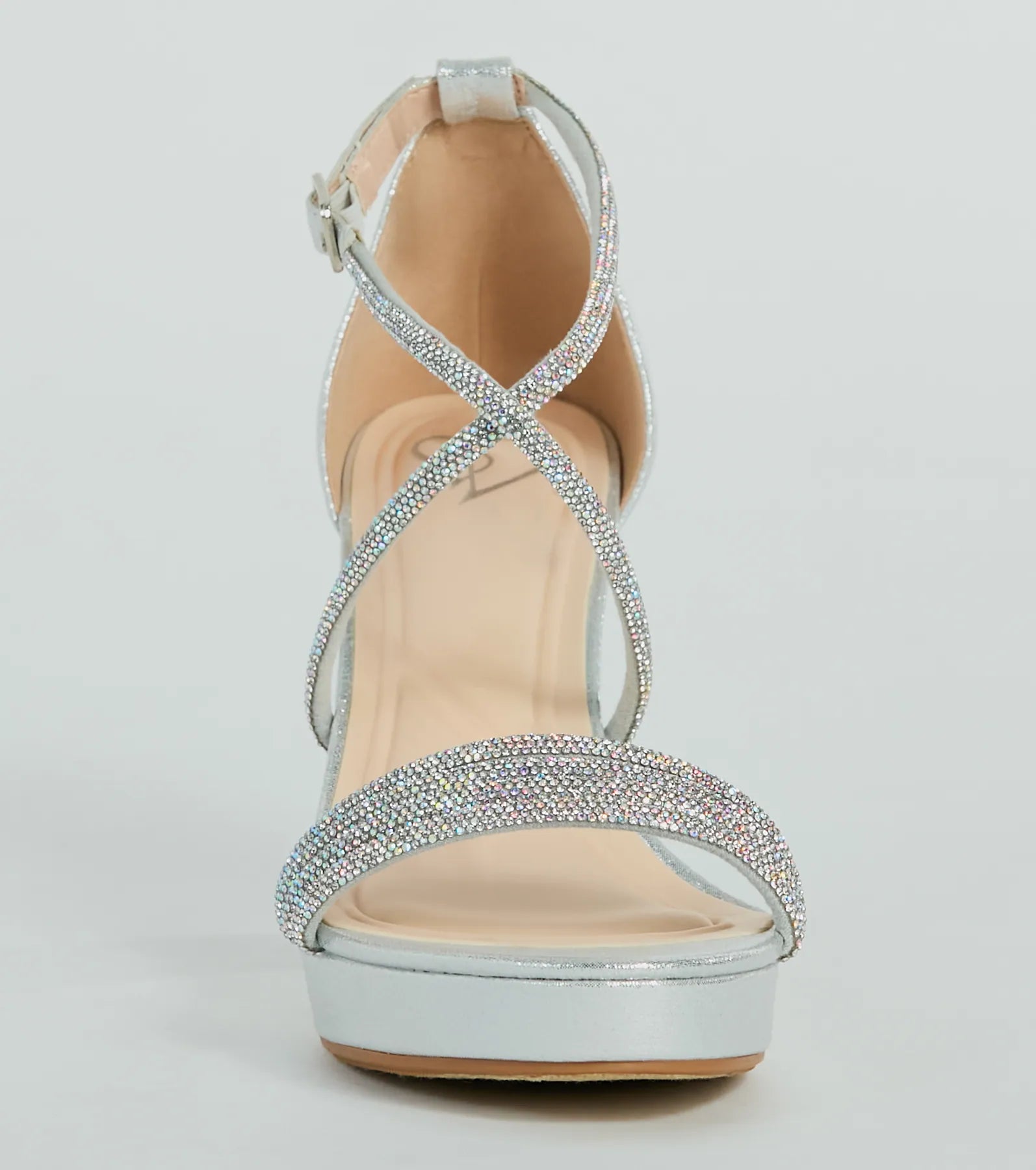 Gloss Up Glitter Rhinestone Platform Block Heels - Image 3