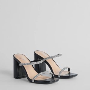 Sparkly Staple Rhinestone Mules