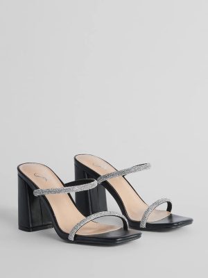 Sparkly Staple Rhinestone Mules