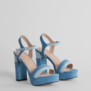 Style Quotient Platform Denim Block Heels