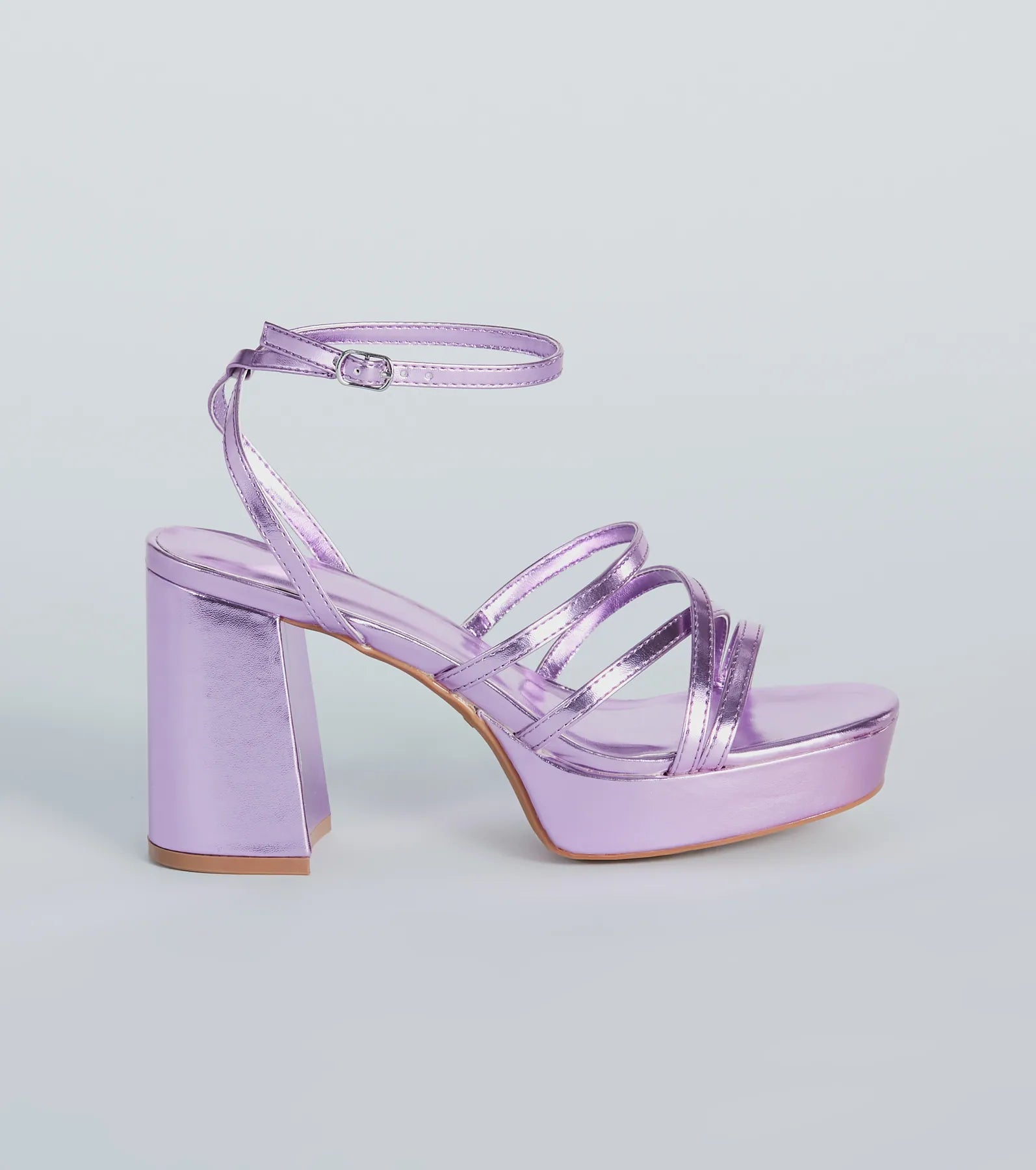 All My Shine Metallic Strappy Platform Heels - Image 2