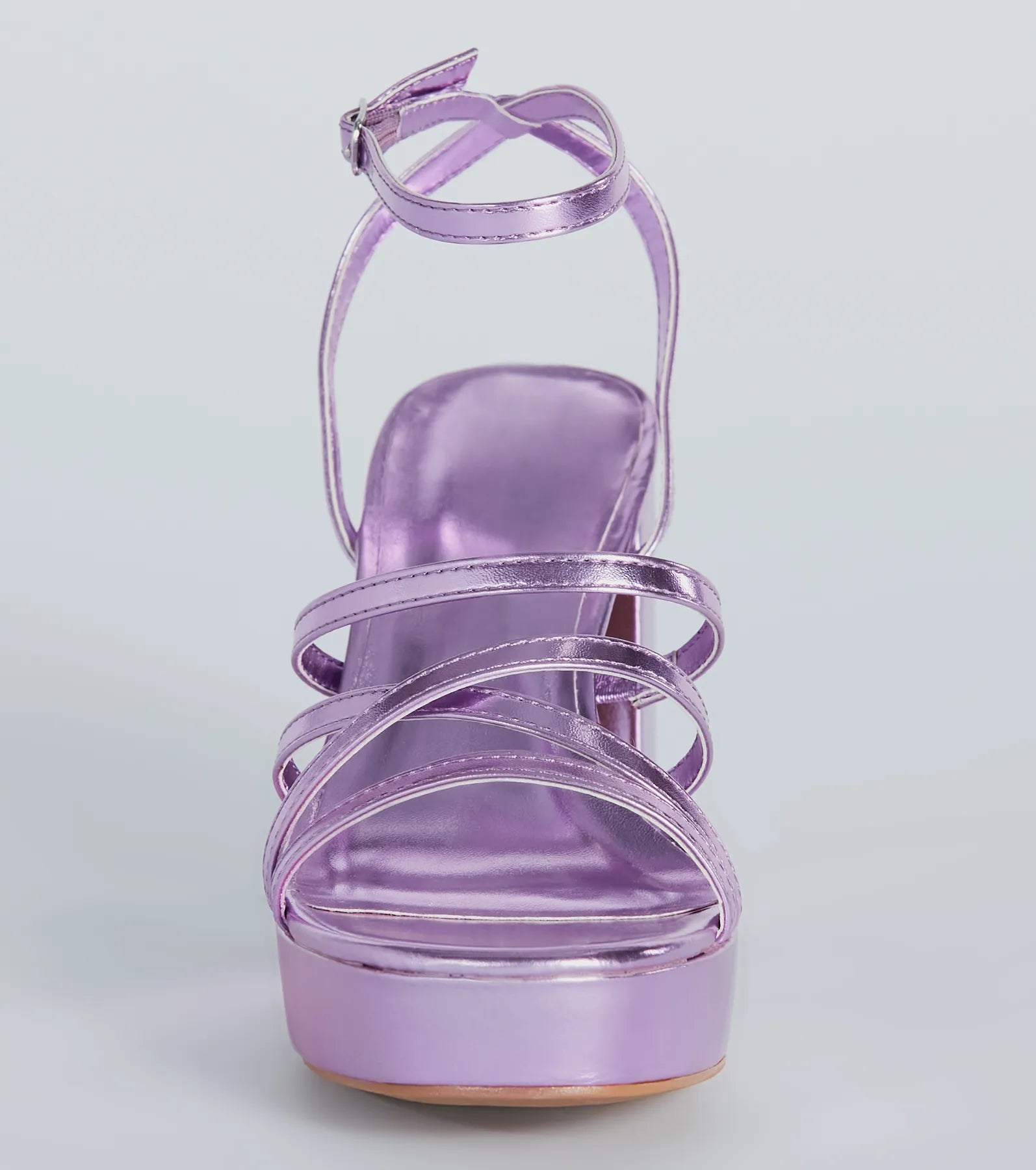 All My Shine Metallic Strappy Platform Heels - Image 3