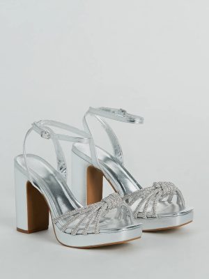 Shine Time Rhinestone Strappy Metallic Platform Heels