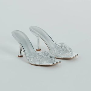 A Little Glitz Rhinestone Metallic Stiletto Mules