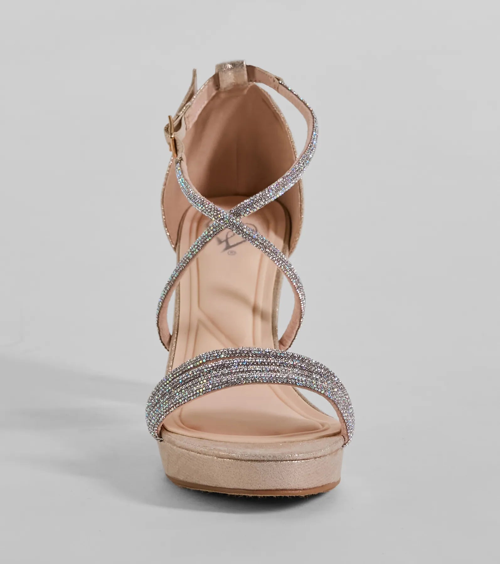 Gloss Up Glitter Rhinestone Platform Block Heels - Image 11