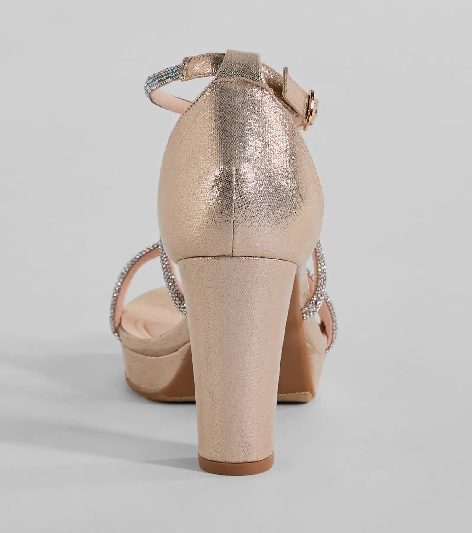 Gloss Up Glitter Rhinestone Platform Block Heels - Image 12