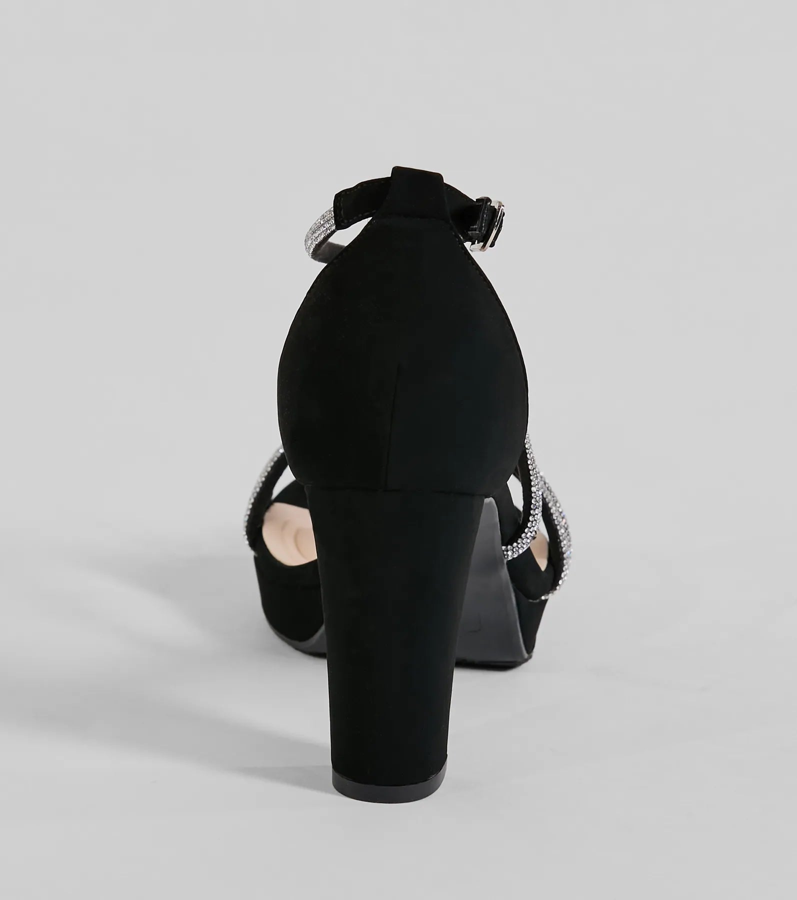 Gloss Up Glitter Rhinestone Platform Block Heels - Image 8