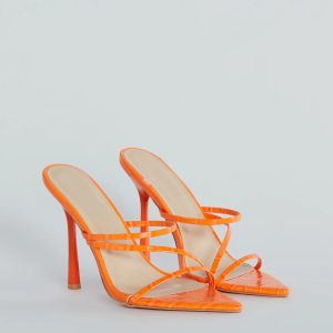 Amp It Up Croc Faux Leather Stiletto Mules