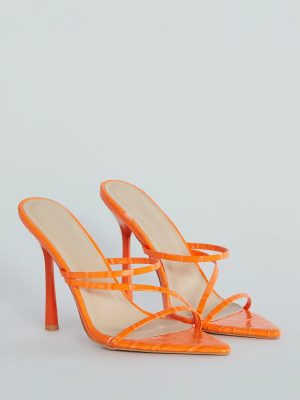 Amp It Up Croc Faux Leather Stiletto Mules