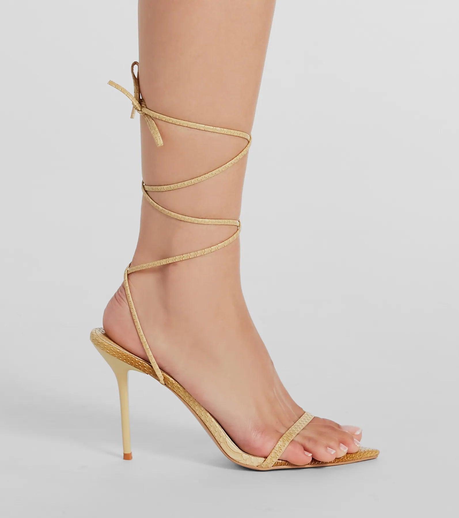 Made To Slay Lace-Up Croc Faux Leather Heels - Image 3