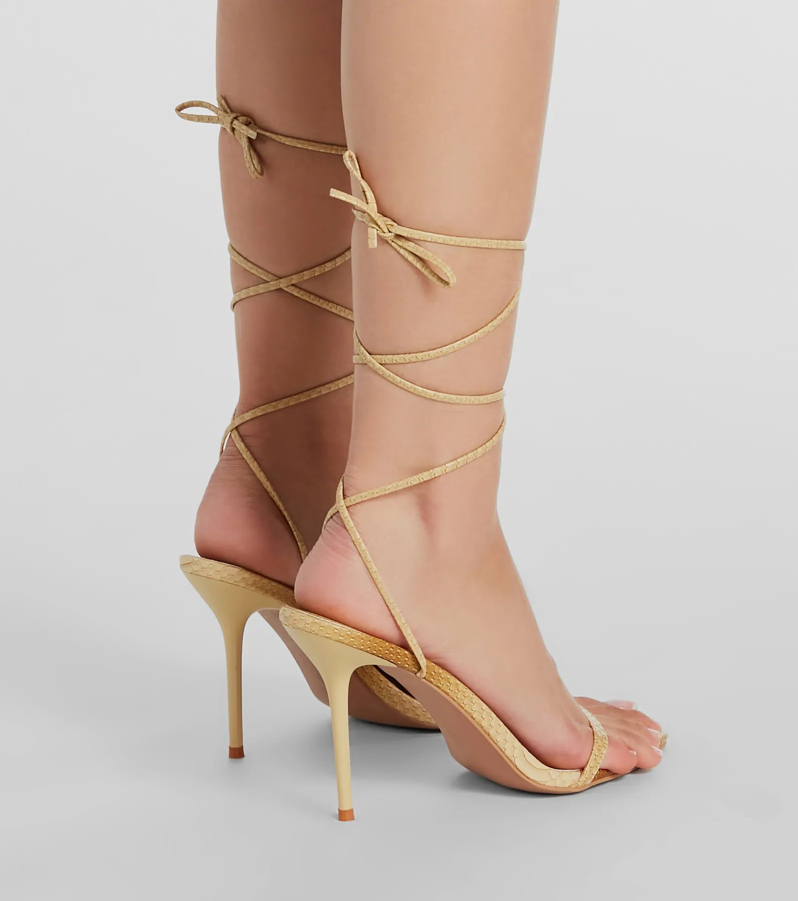 Made To Slay Lace-Up Croc Faux Leather Heels - Image 4