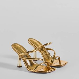 Mirror Shine Strappy Metallic Stiletto Heels