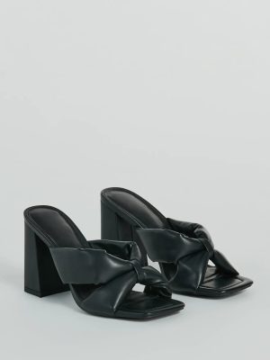 Always Chic Puffy Strap Faux Leather Mules