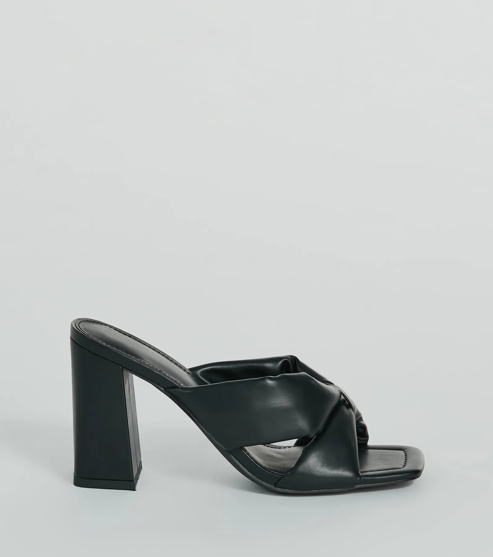 Always Chic Puffy Strap Faux Leather Mules - Image 2