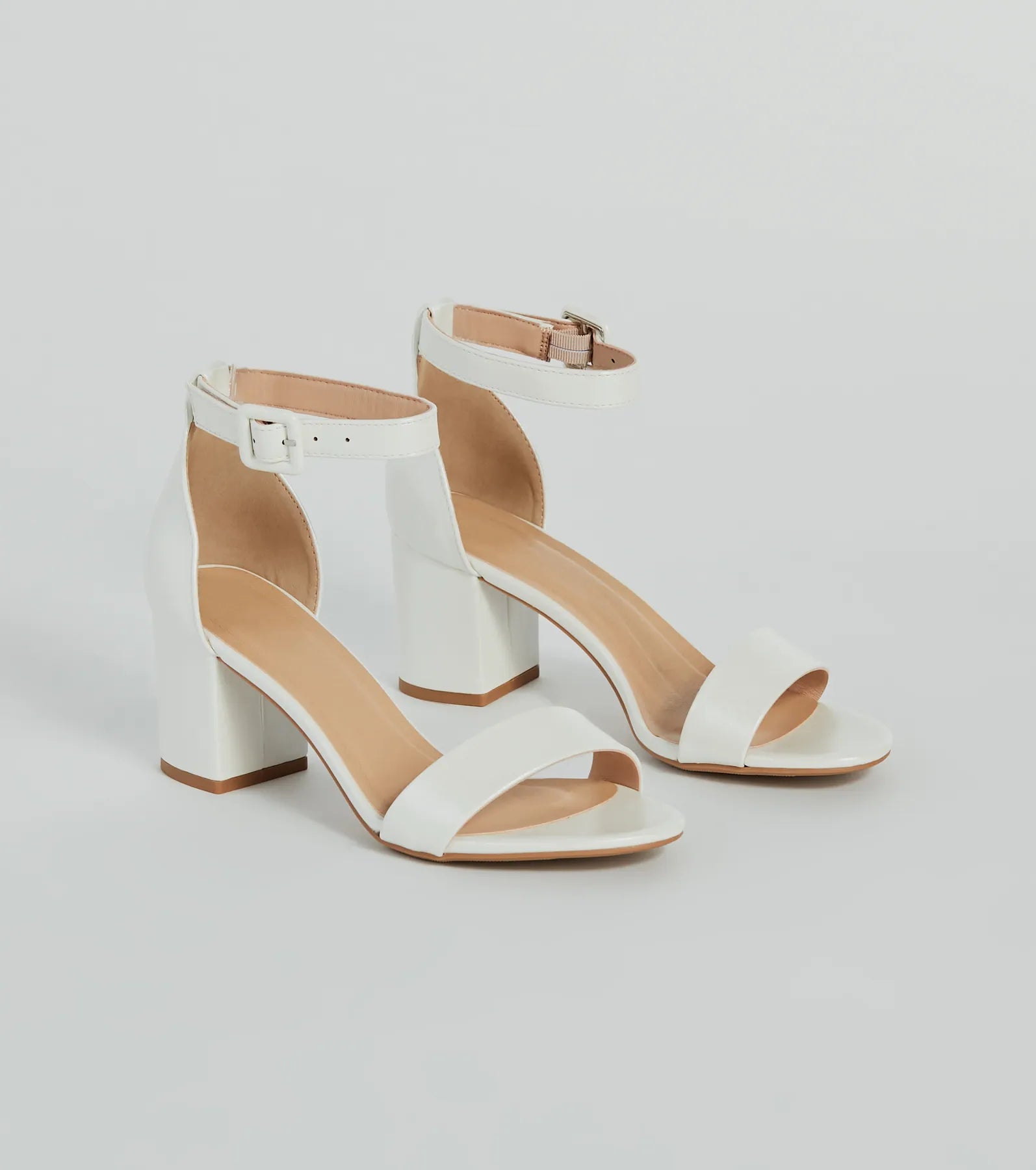 Elegantly Minimal Faux Leather Short Block Heels - Image 5