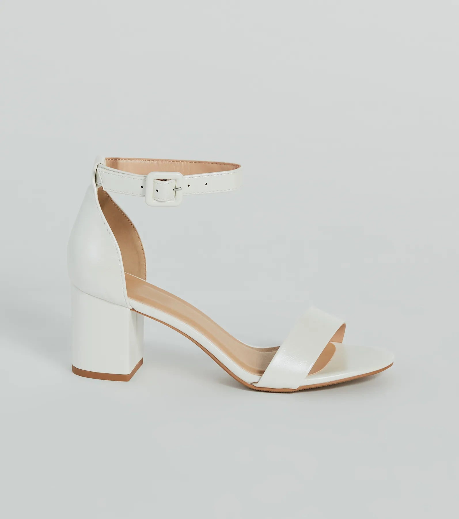 Elegantly Minimal Faux Leather Short Block Heels - Image 6
