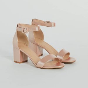 Elegantly Minimal Faux Leather Short Block Heels