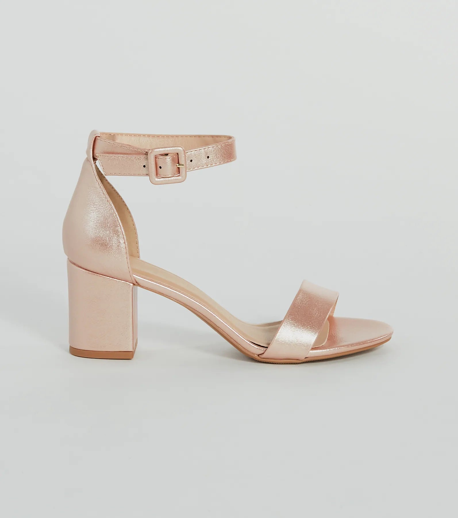 Elegantly Minimal Faux Leather Short Block Heels - Image 2