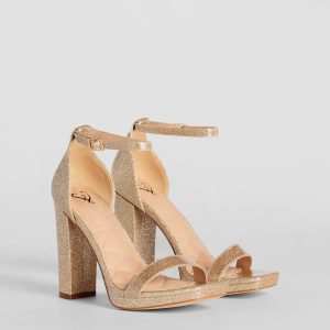 Capture Sparkle Glitter Platform Block Heels