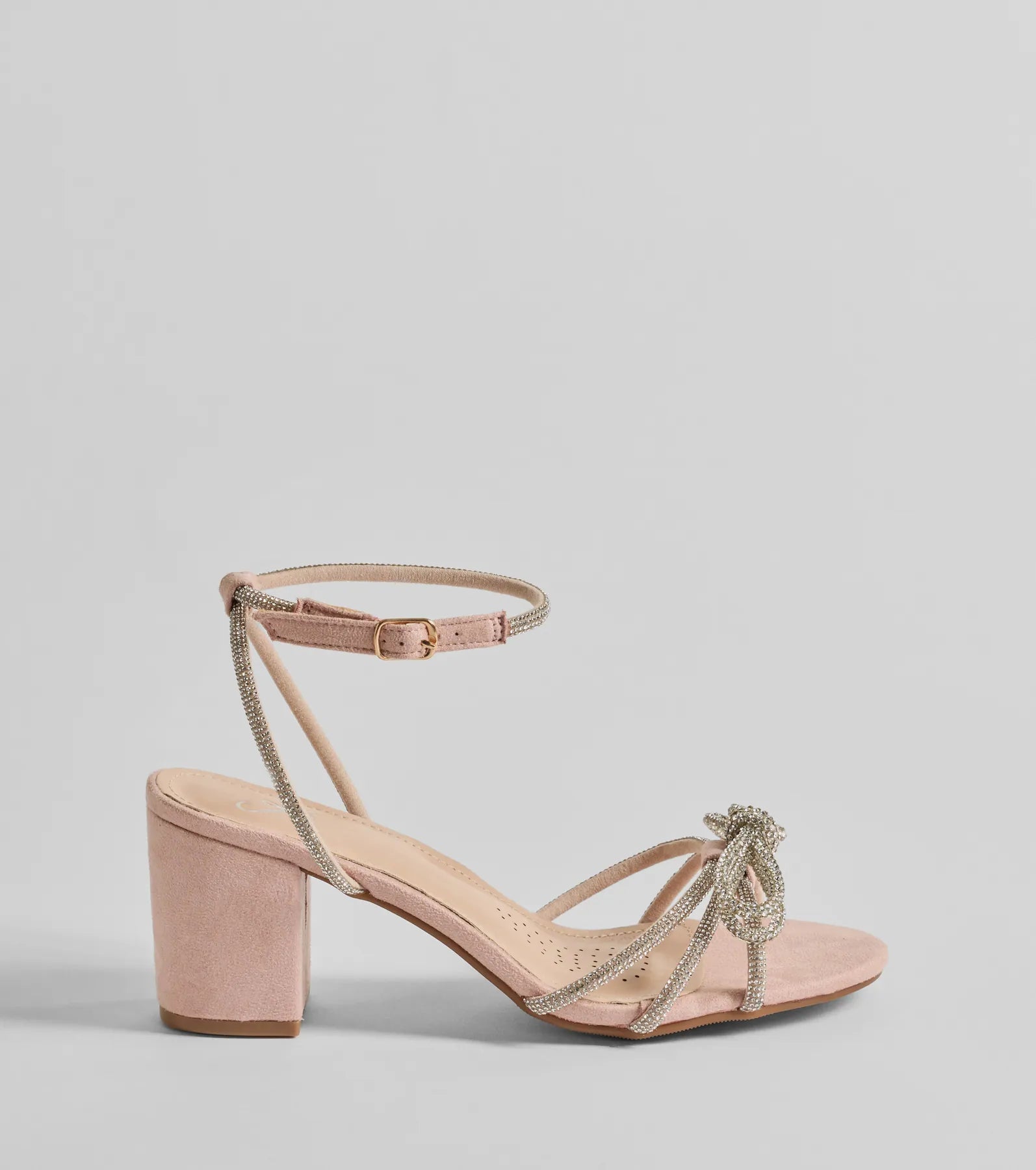 Shine In The Spotlight Rhinestone Bow Block Heels - Image 2