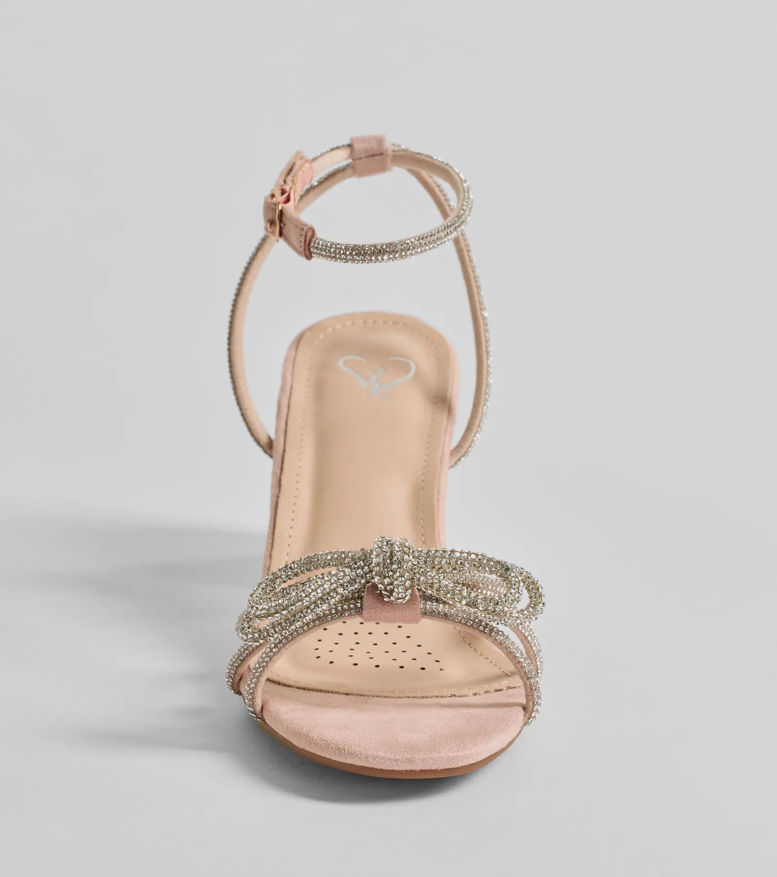 Shine In The Spotlight Rhinestone Bow Block Heels - Image 3