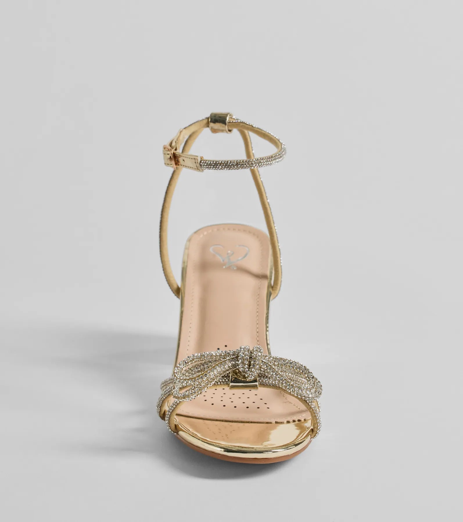 Shine In The Spotlight Rhinestone Bow Block Heels - Image 11