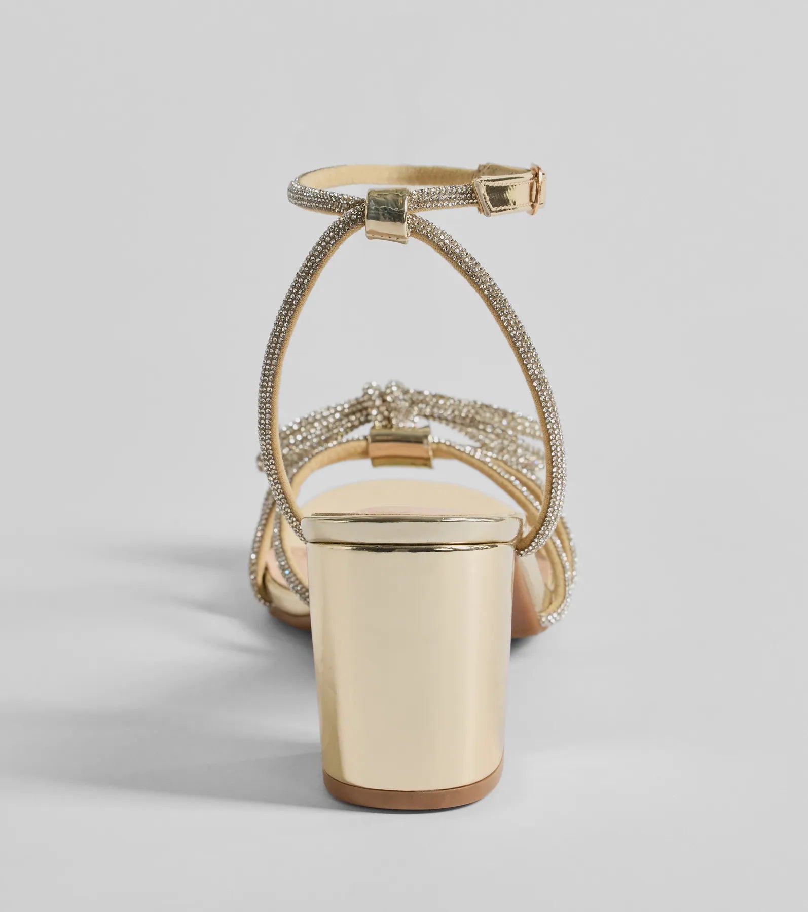 Shine In The Spotlight Rhinestone Bow Block Heels - Image 12