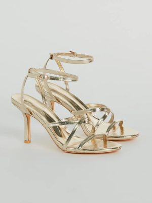 Ahead Of The Crowd Strappy Metallic Stiletto Heels