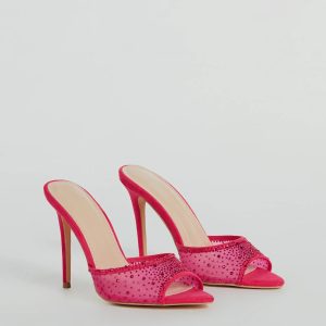 Sparkle It Up Rhinestone Mesh Stiletto Mules