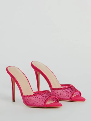 Sparkle It Up Rhinestone Mesh Stiletto Mules