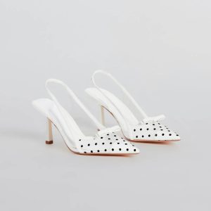 Adorably Posh Polka Dot Mesh Slingback Pumps