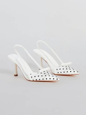 Adorably Posh Polka Dot Mesh Slingback Pumps