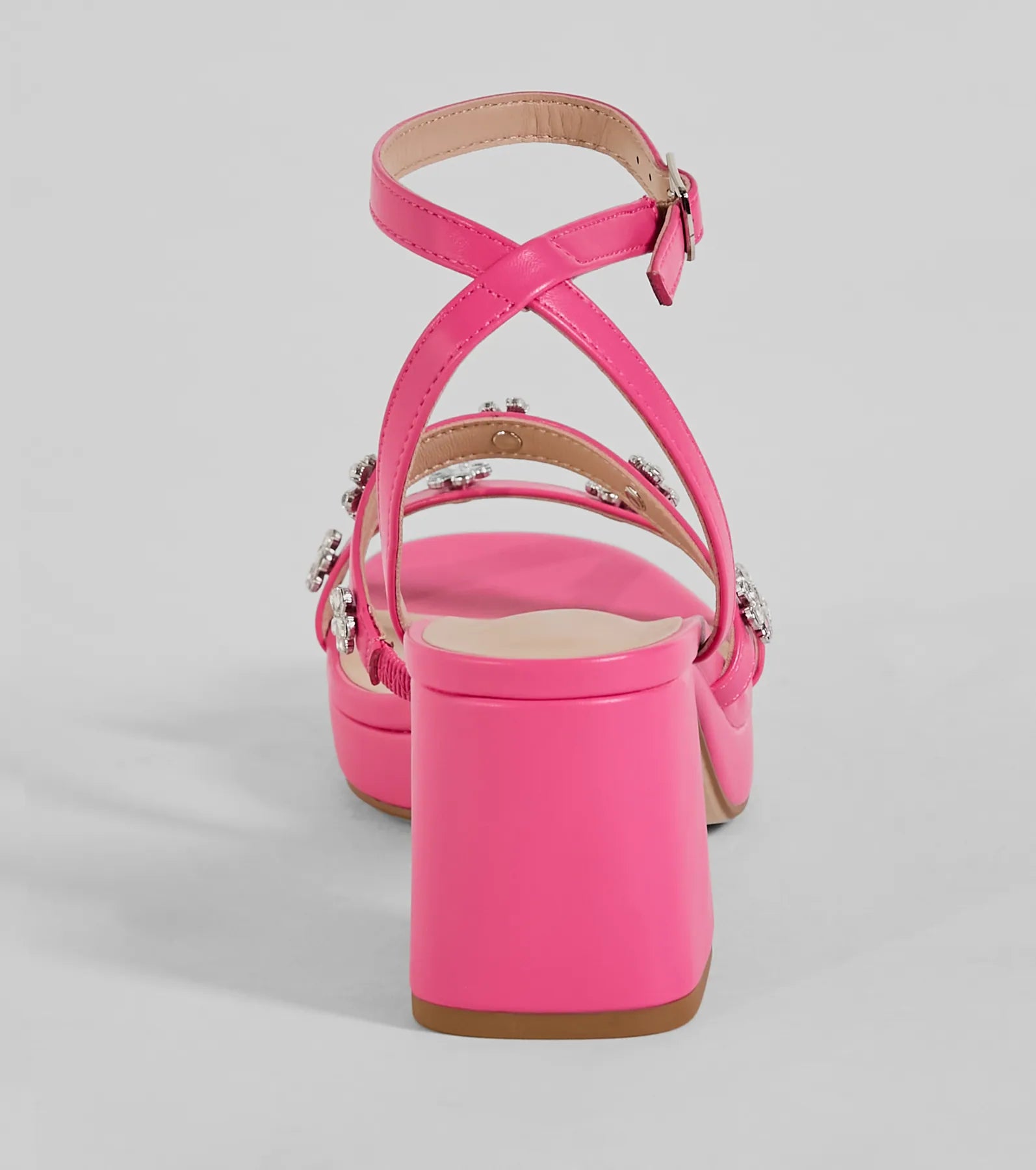 Picture Perfect Rhinestone Flower Block Heels - Image 8