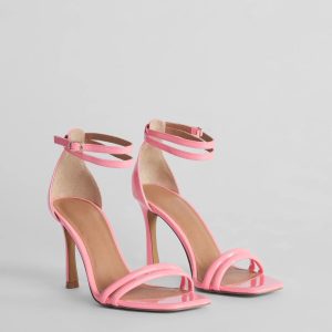 Iconic Strappy Patent Faux Leather Stiletto Heels
