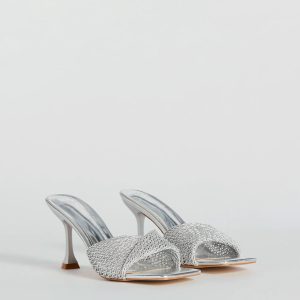 Fab Statement Twist Strap Metallic Stiletto Mules
