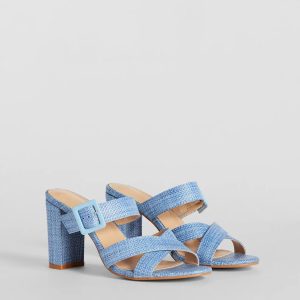 Seaside Vacay Criss Cross Straw Block Heels
